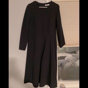 Jill Sander modest navy blue stretch wool dress